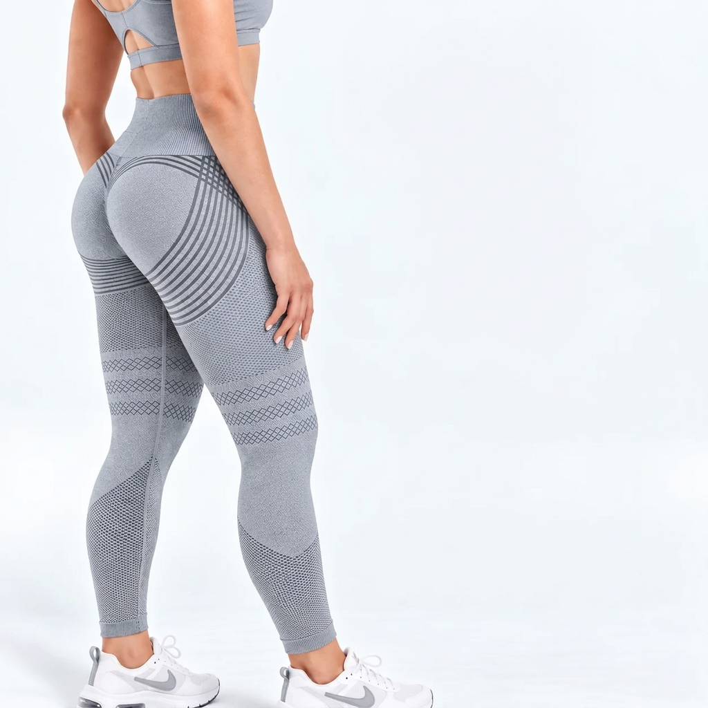Legginsy 3D antycellulitowe – Jasnoszare