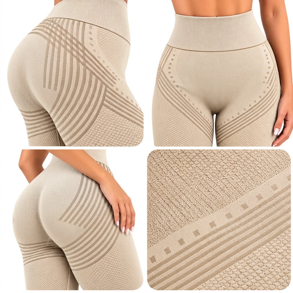 Legginsy 3D antycellulitowe – Beżowe